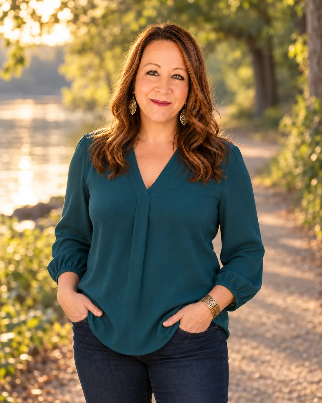 ilona poka on a golden hour path